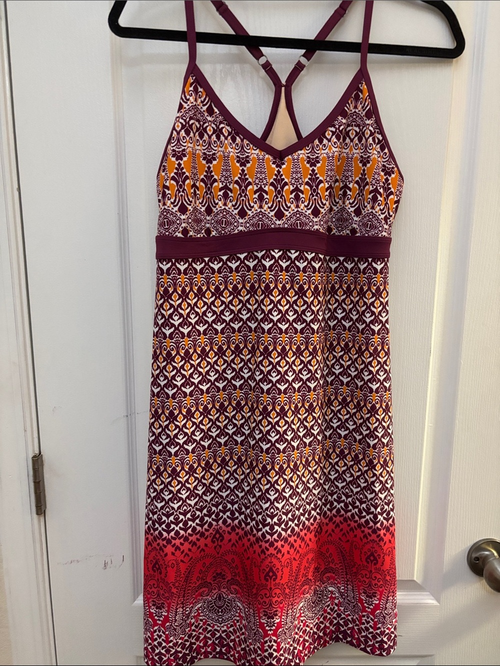 ATHLETA Halter Dress Sz L Multi-Color Adjust. Strap Empire Waist NWOT